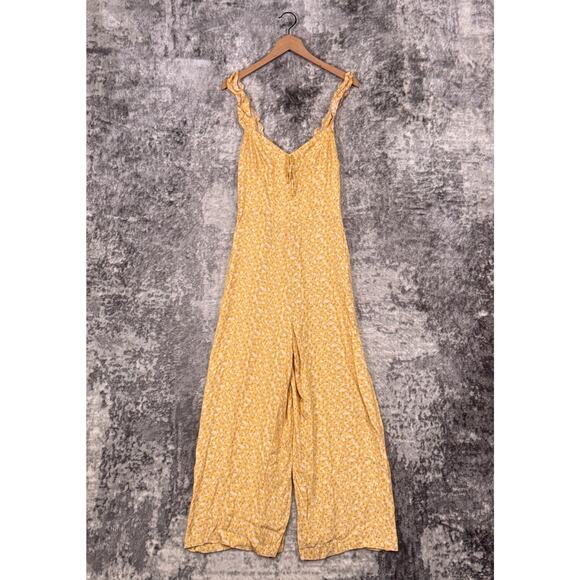 Reformation Jumpsuit 12 Womens Yellow Floral Smocked Wide Leg - Picture 1 of 9